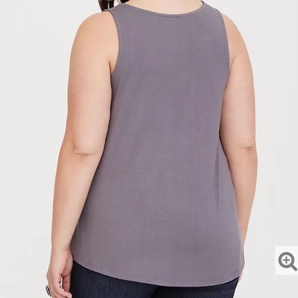Torrid Super Soft Grey Lace Swing Tank - Picture 2 of 7